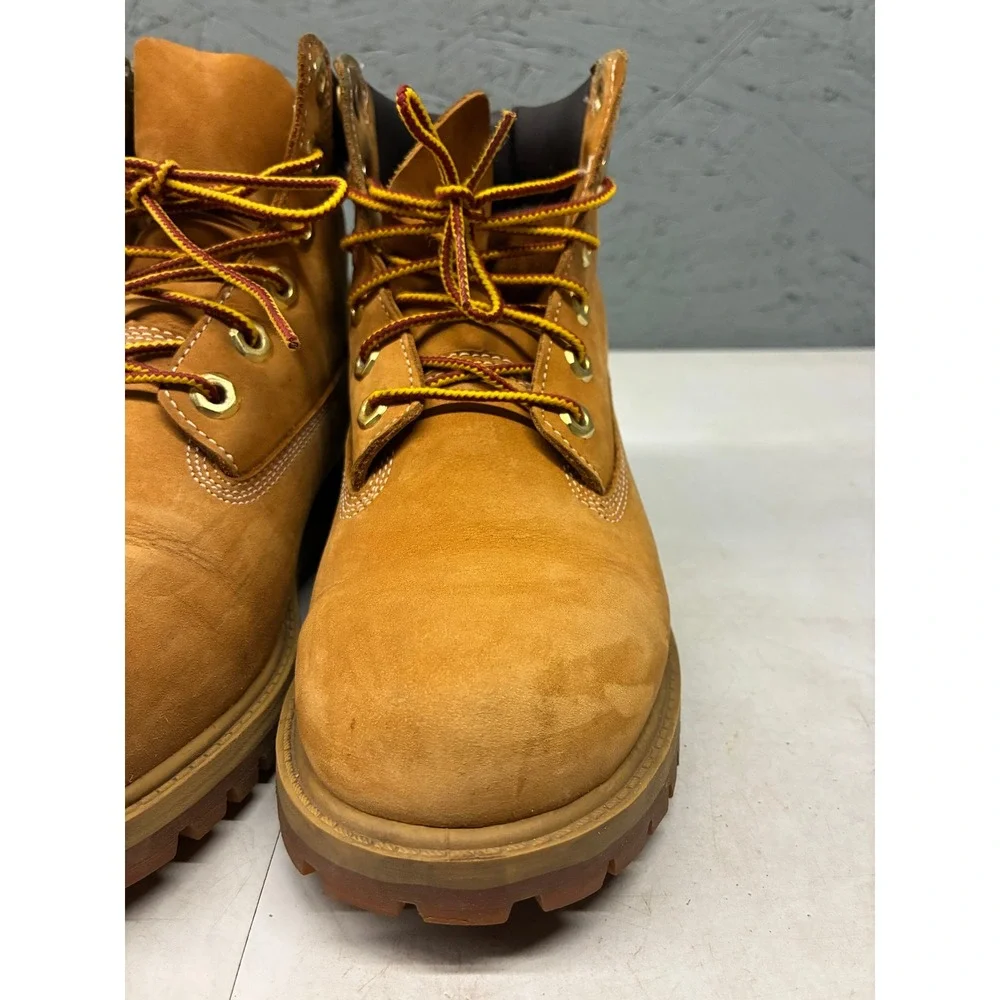 Timberland 6 Inch Premium Waterproof Boots Youth 3.5 Wheat Nubuck Leather